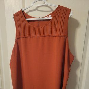Burnt orange sleeveless blouse